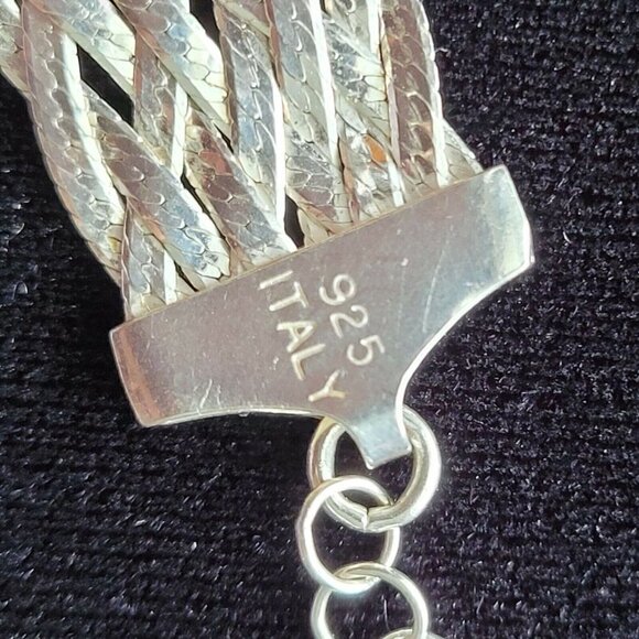 925 Italy Braided Collar Necklace Reversible KA 1772 10 Herringbone Strands - Picture 6 of 10